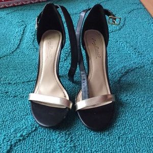 Black Leather Sandal Heels